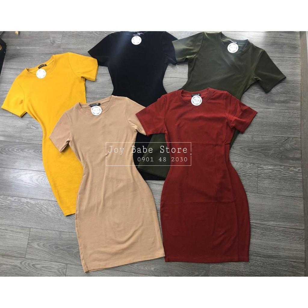 Đầm body nữ basic JOY BABE  thun ôm đẹp hack dáng, co giãn 4 chiều tốt, đầm ngắn cổ tròn thời trang DAM 1