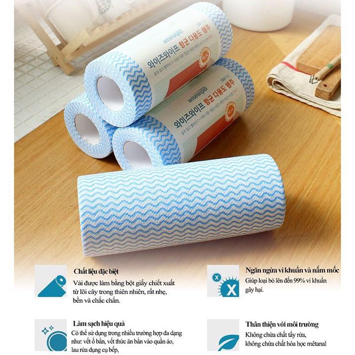 Cuộn 50 miếng khăn lau đa năng bằng vải không dệt