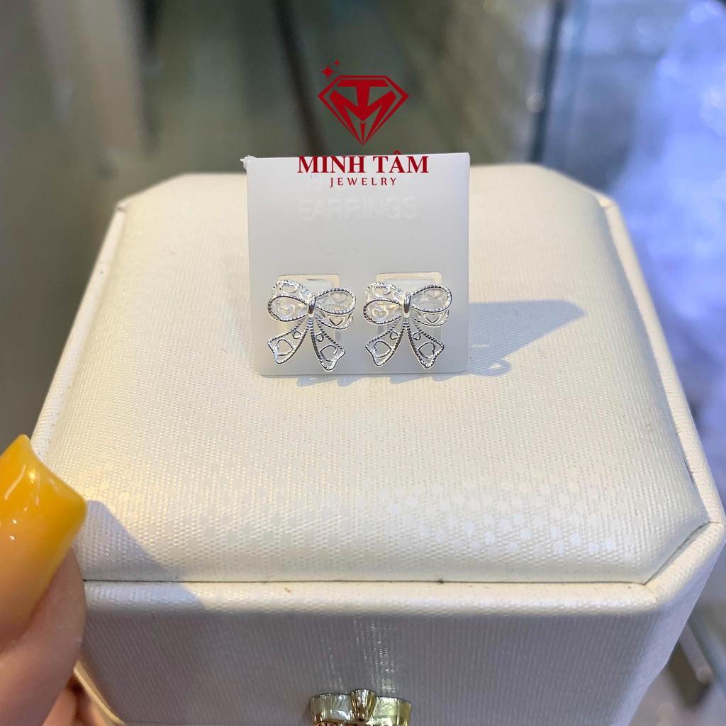Bông tai bạc nữ Minh Tâm Jewelry,bông tai nơ bạc ta cao cấp