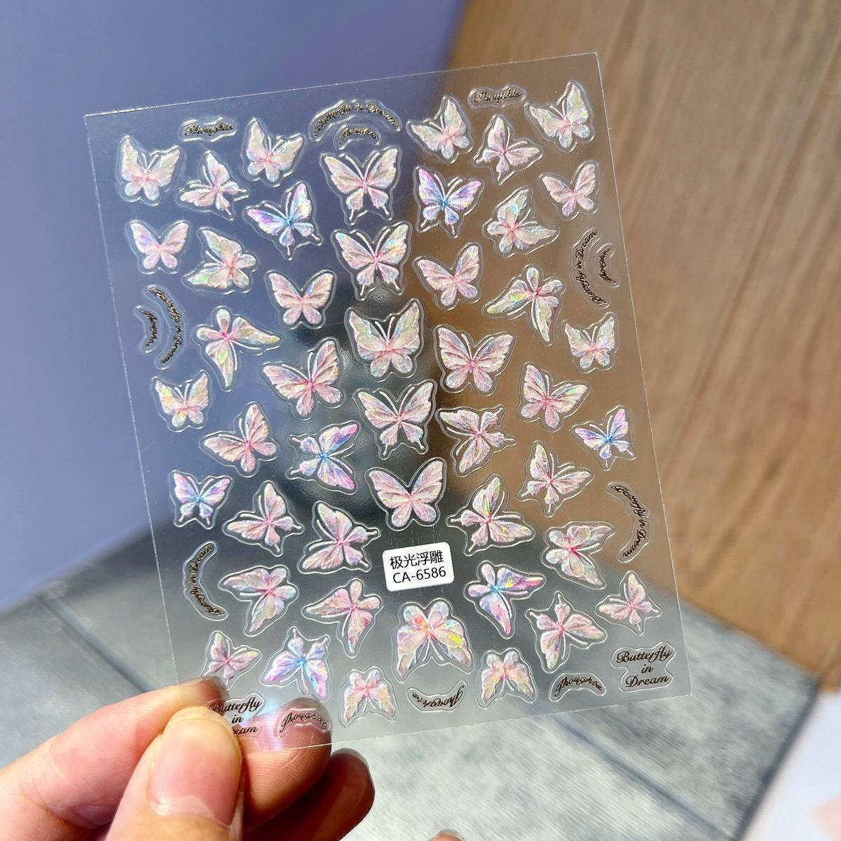 Sticker Dán Móng 5D Nổi Hình Bướm Làm Nail, Miếng Dán Bướm Lấp Lánh Đa Màu Sắc, Tạo Mẫu Móng Độc Đáo, Polyme Cao Cấp Bền Đẹp Nữ Women