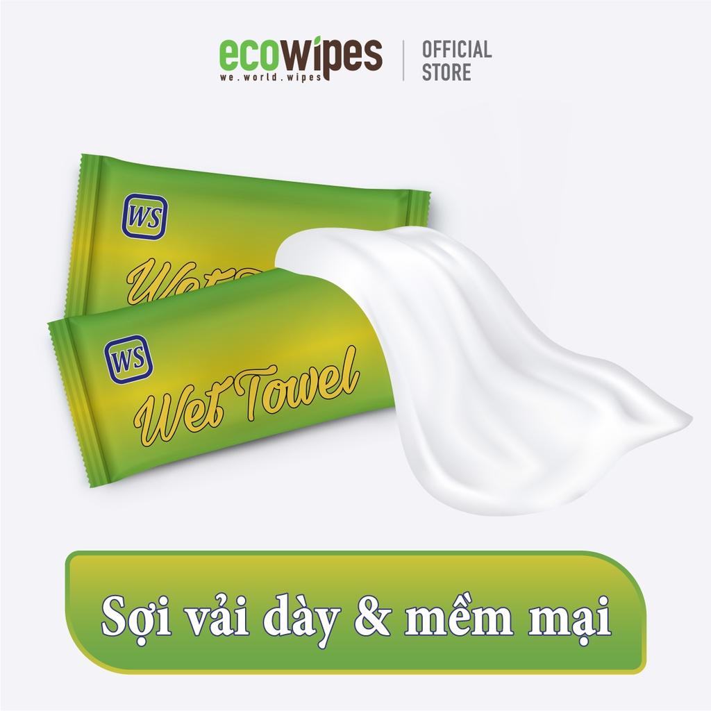 Khăn lạnh cao cấp EcoWipes 1 tờ dùng 1 lần mang đi khổ lớn, dày dặn dùng nhà hàng, bán đồ ăn, bánh mì