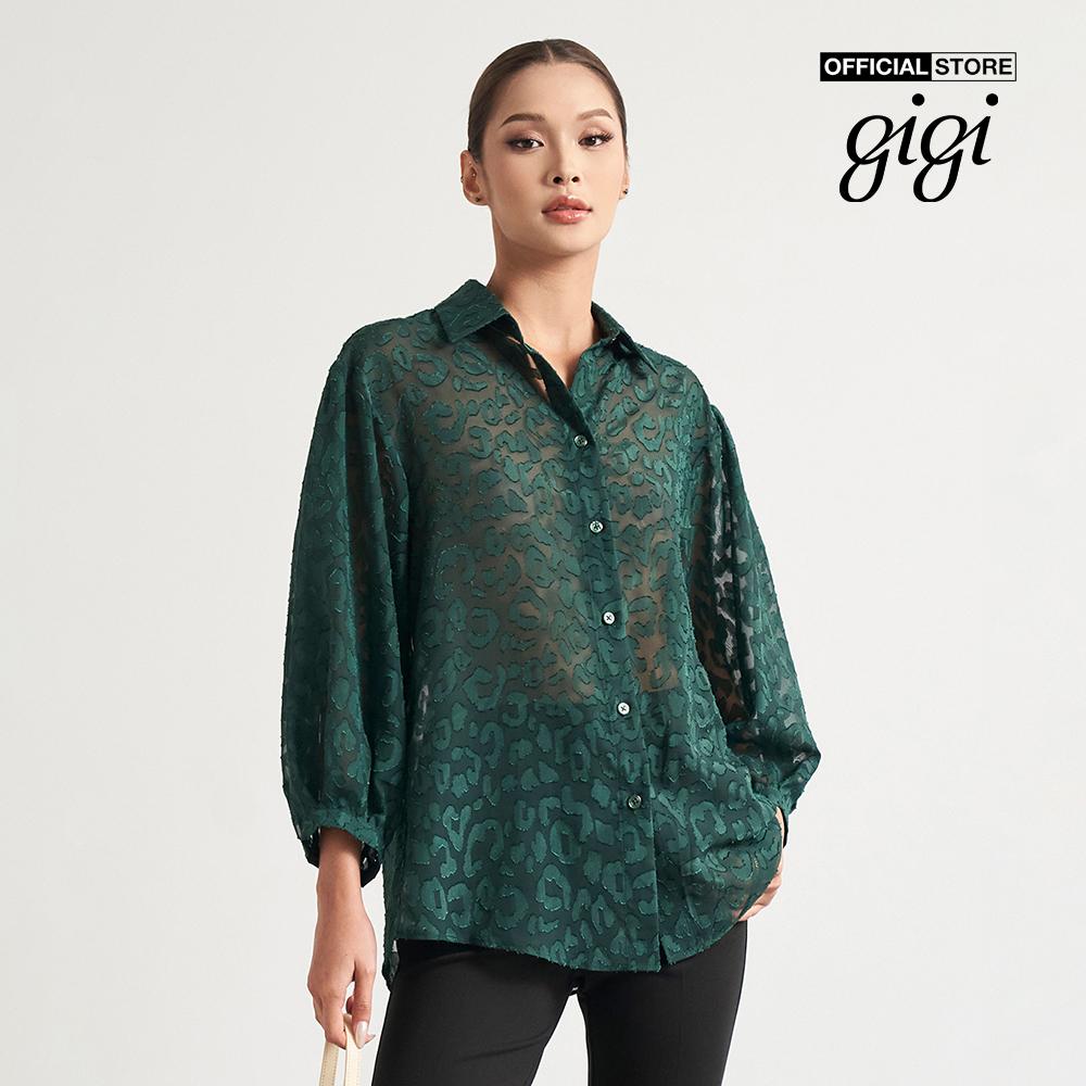 GIGI - Áo sơ mi nữ tay dài phom suông phối họa tiết da báo G1110T222228-19