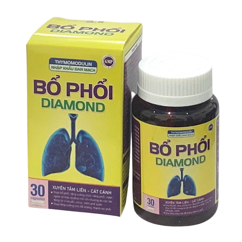 ￼BỔ PHỔI Diamond (Thymomodulin Nhập khẩu đan mạch ) - Hộp 30 viên - giúp tăng cường chức năng phổi, Lisse