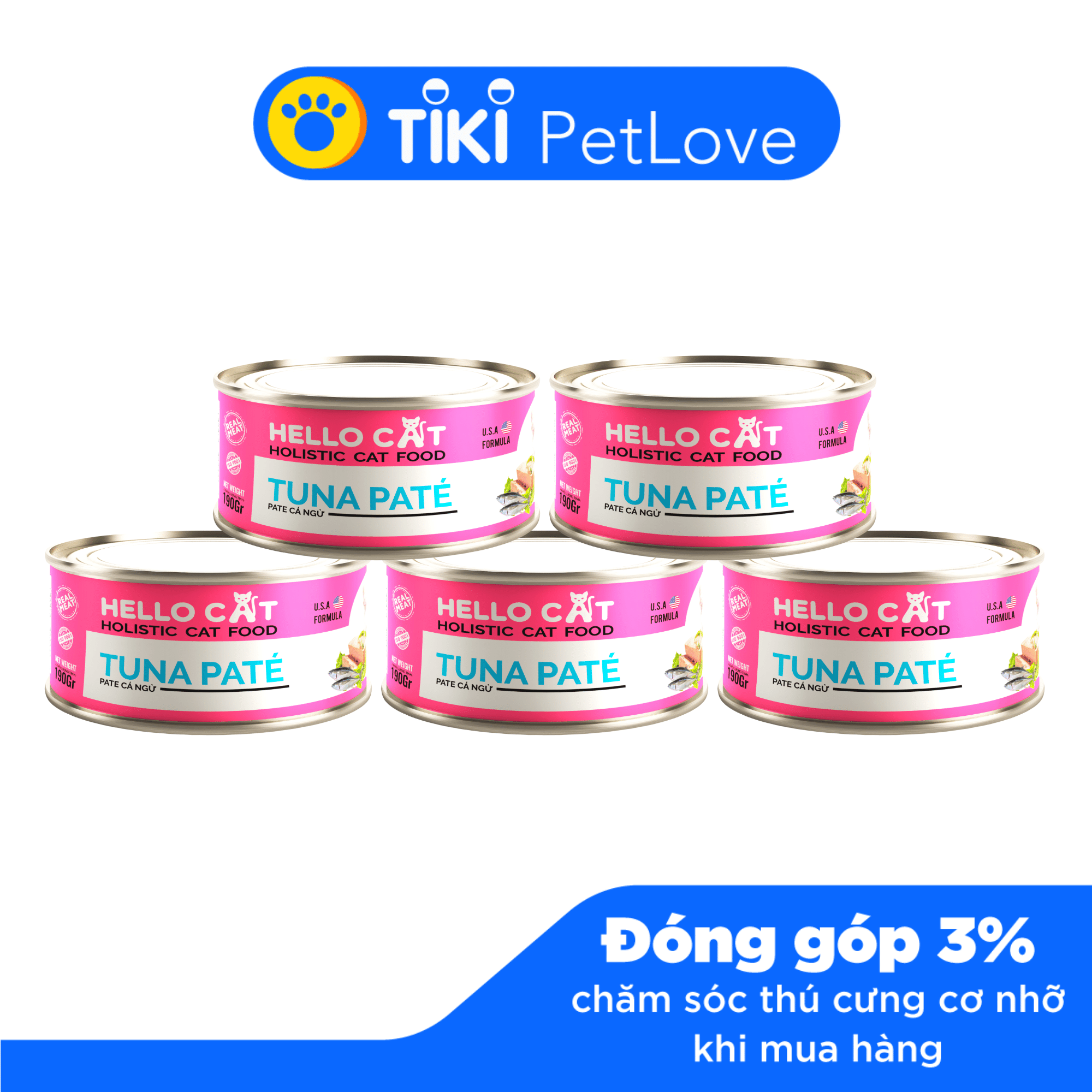 Pate Tươi Dành Cho Tất Cả Các Giống Mèo Ở Mọi Độ Tuổi Hương Vị Cá Ngừ Thơm Ngon Bắt Vị - Hello Cat Tuna Pate 190G