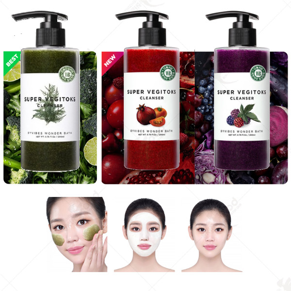 Sữa Rửa Mặt Rau Củ 3 in 1 Tẩy Trang - Rửa Mặt - Thải Độc Tố Wonder Bath Super Vegitoks Cleanser [300ML/200ML]