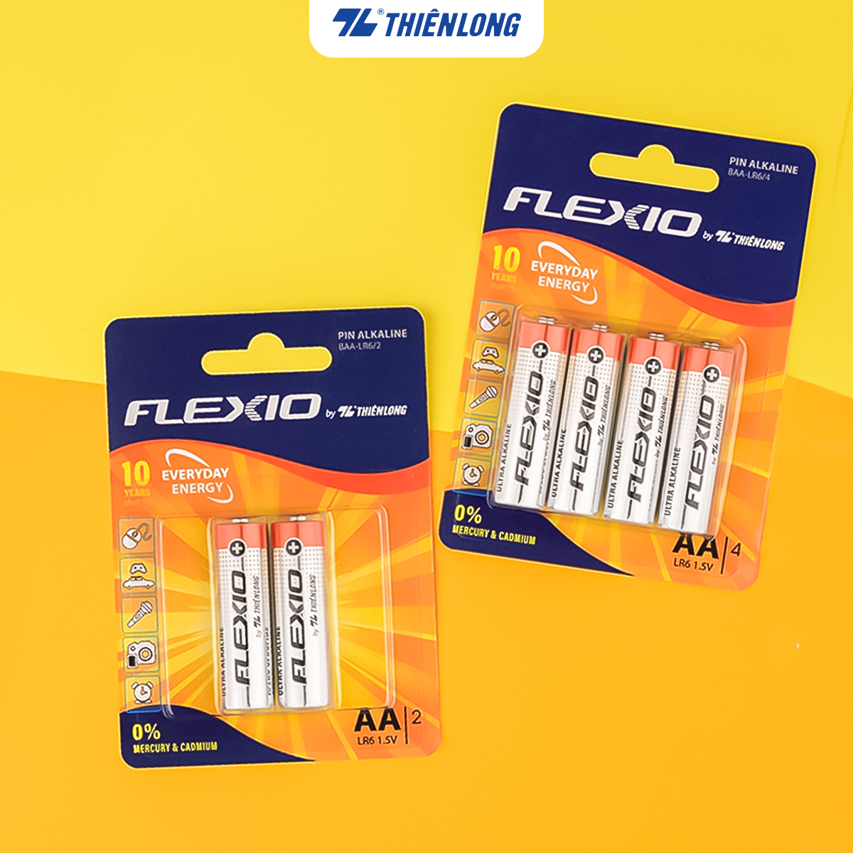 Vỉ 2 Pin Alkaline AA Thiên Long Flexio