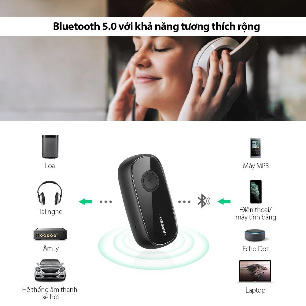 Bộ nhận âm thanh 5.0 APTX Bluetooth độ trễ thấp có mic 1 đầu cái 3.5mm UGREEN CM279 - Hàng chính hãng