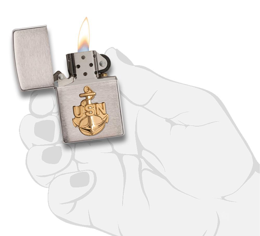 Bật Lửa Zippo US Navy Anchor Emblem Brushed Chrome 280ANC