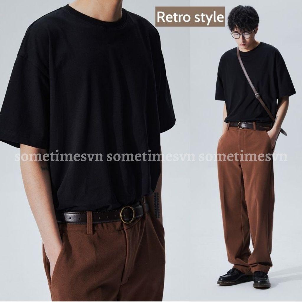 Áo thun tay lỡ nam nữ unisex trơn áo phông màu basic cổ tròn vải thun co dãn TTL01 - Sometimes