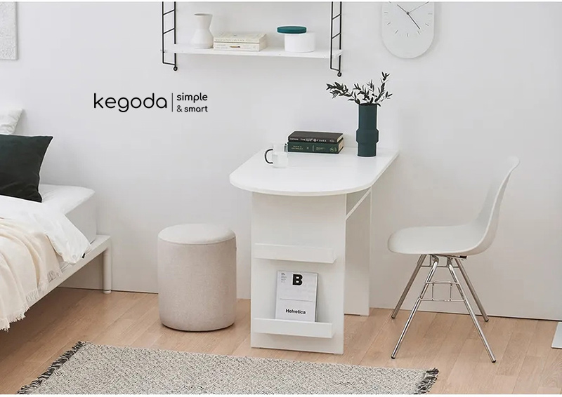 Bàn Gỗ Hình Bán Nguyệt 120cm Màu Trắng Đa Năng KEGODA