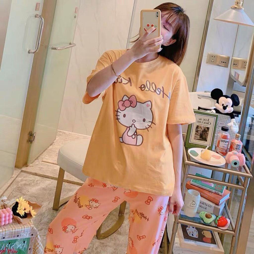 Đồ bộ nữ mặc nhà mùa hè họa tiết in hình dễ thương, chất liệu mỏng mát mẫu đa dạng Đồ bộ mặc ở nhà cho nữ, Đồ bộ ngủ thun dành cho nữ