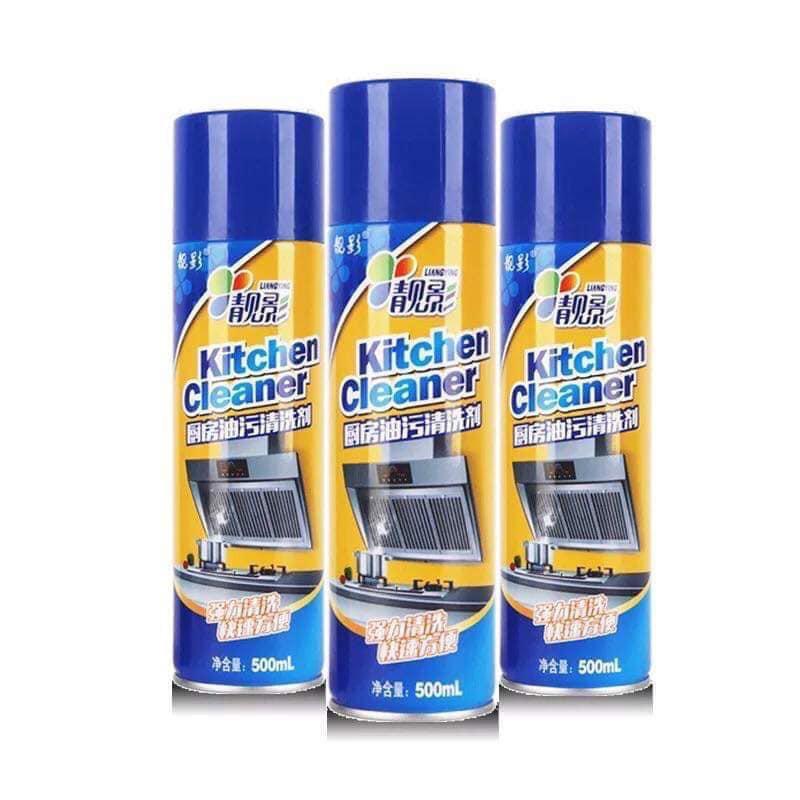 Chai Xịt Tẩy Rửa Nhà Bếp Đa Năng Kitchen Cleaner 500ml + TẶNG KÈM Bộ 2 Găng Tay Rửa Bát Lót Nỉ