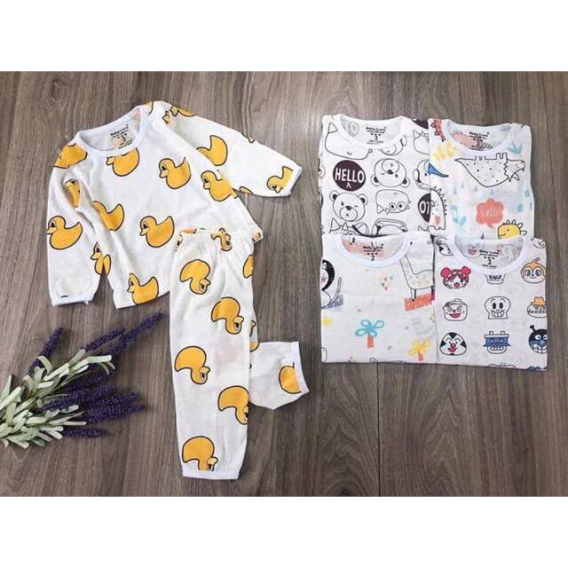 Bộ cotton giấy dài tay khuy vai từ 3-15kg cho bé .Hàng loại 1