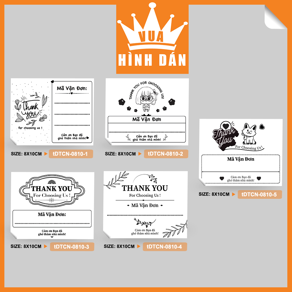 Set 50/100 tem / sticker thank you và ghi mã đơn hàng vận chuyển dành cho shop