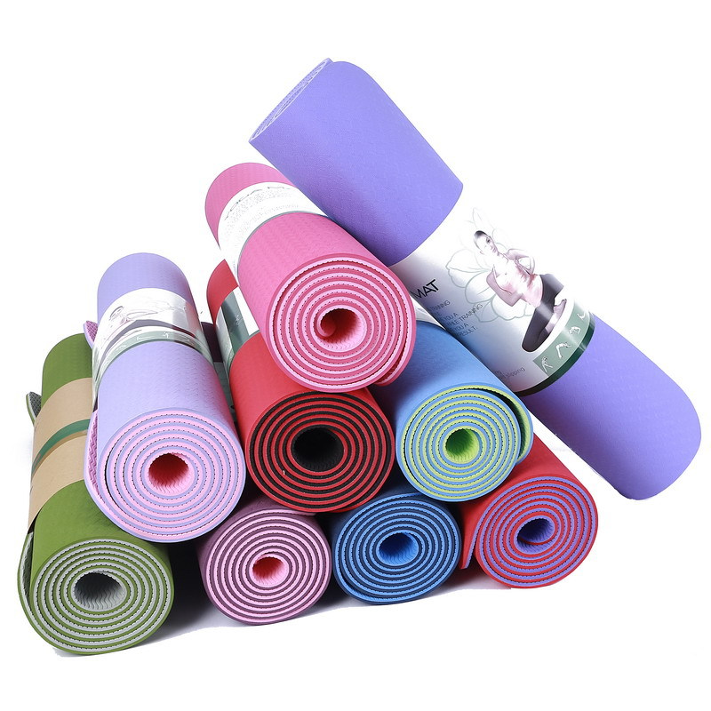 Thảm tập Yoga, Gym LILAHOME 2 lớp + Tặng túi và Dây thảm (Giao màu ngẫu nhiên)-Chính Hãng