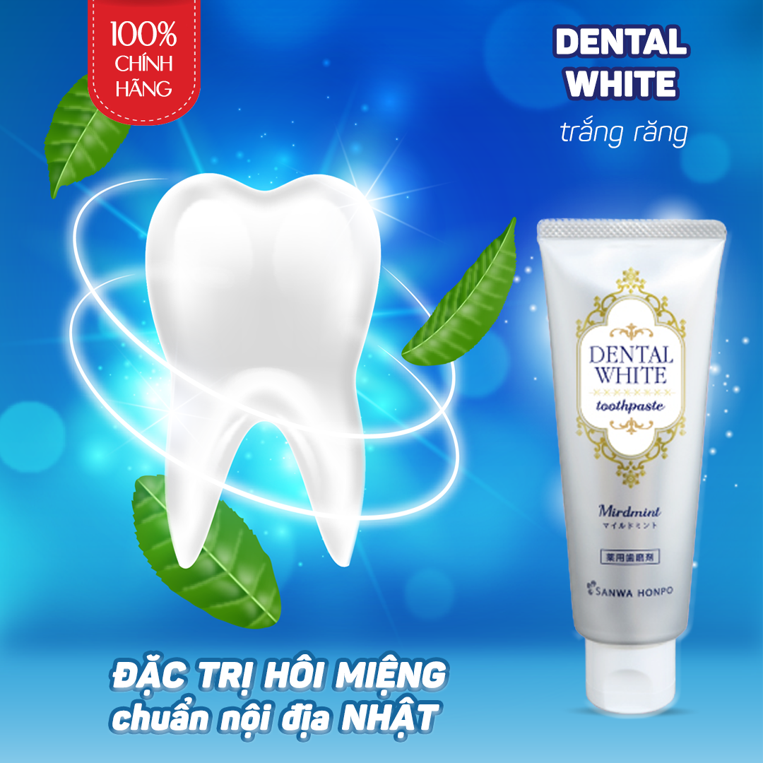 Kem Đánh Răng Trắng Sáng Nhật Bản Dental White, Hương Bạc Hà Giảm Mùi Hôi Miệng, Ngăn Ngừa Sâu Răng Và Viêm Nướu