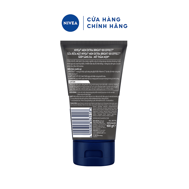 Sữa Rửa Mặt NIVEA MEN Bùn Khoáng Sáng Da | Mờ Thâm Mụn (100 g) - 81775