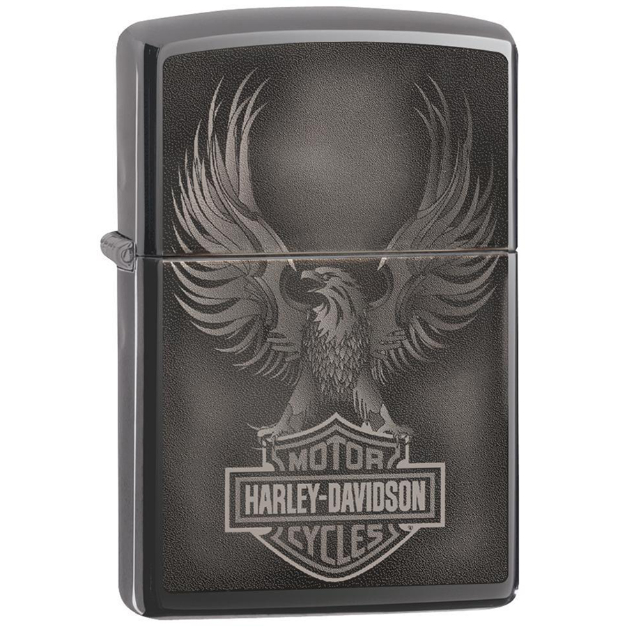 Bật Lửa Zippo 49044 – Zippo Harley-Davidson Bar &amp; Shield Logo Black Ice