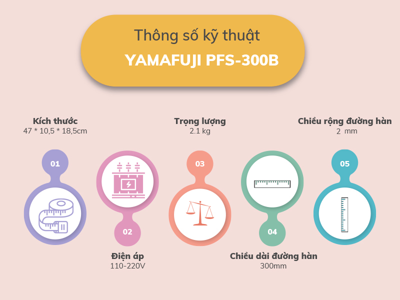 Máy hàn miệng túi dập tay Yamafuji PFS-300B Hàng chính hãng