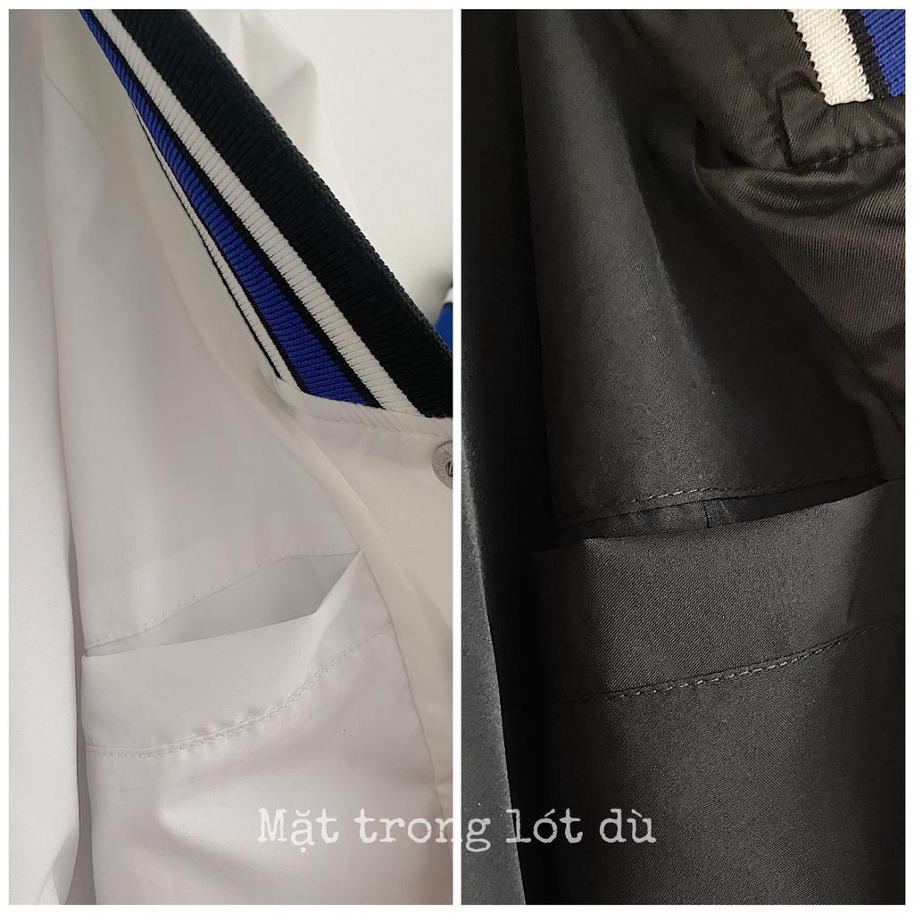 Áo Khoác Bomber Jacket Dù 2 Lớp Form Rộng Phối Chữ Nam Nữ Ullzang Unisex