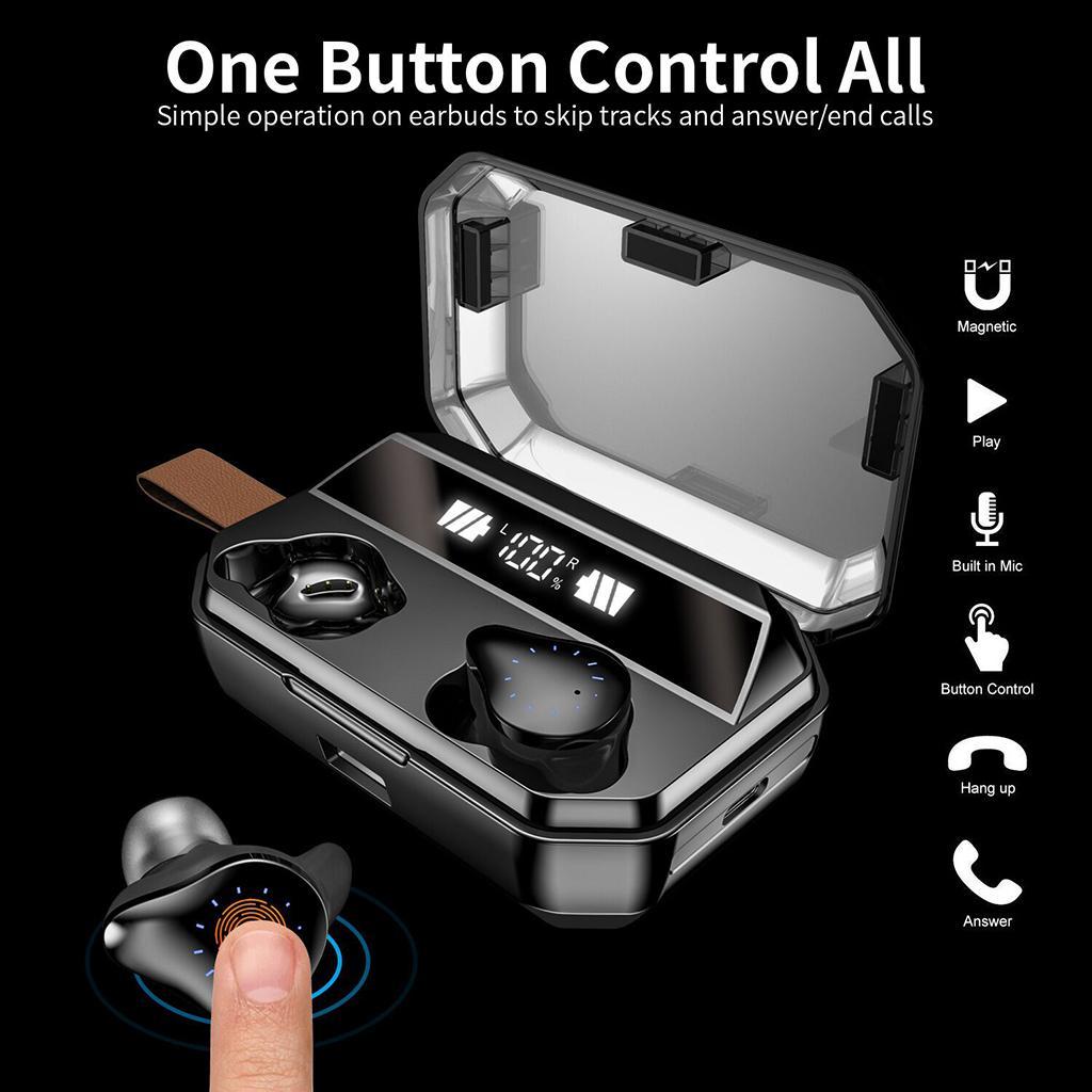 Wireless Bluetooth5.0 Earphone Sports Stereo Earbud W/ Charger Case