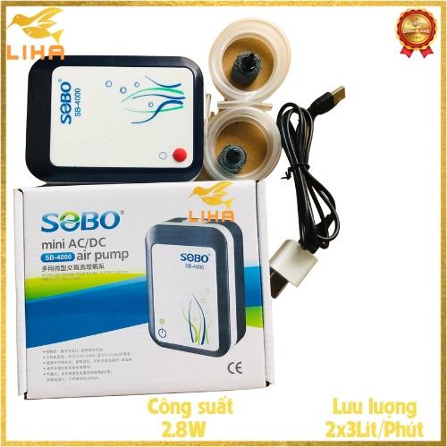 Máy Sủi Oxy Tích Điện 2 Vòi Sobo SB-3000, SB-4000 (2.8W - 2x3Lít/Phút) - Máy Sủi Oxy 2 Vòi Sobo Tích Điện