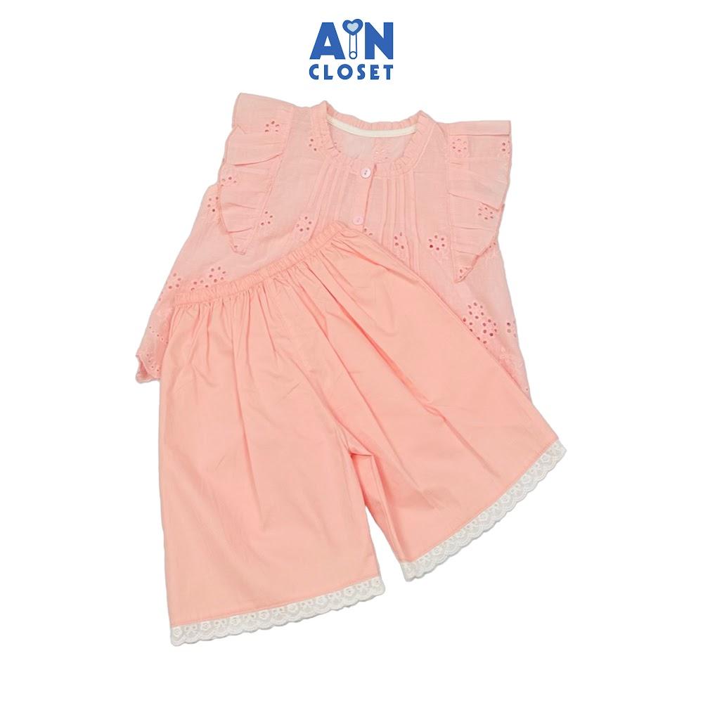 Bộ quần áo Lửng bé gái họa tiết Nắng Hồng Thêu Cotton - AICDBGTZZ9TJ - AIN Closet