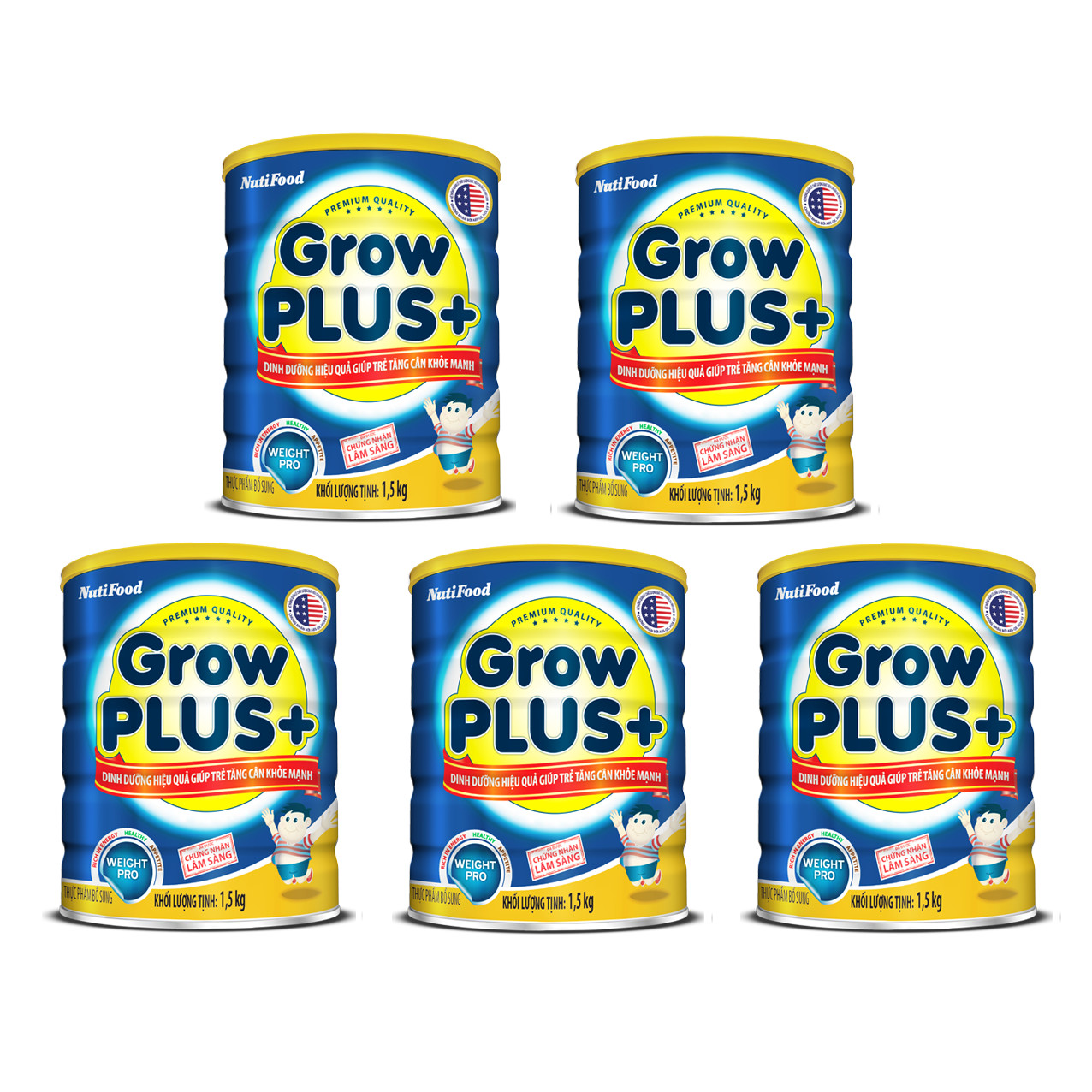 BỘ 5 LON SỮA BỘT GROWPLUS+ DINH DƯỠNG HIỆU QUẢ GIÚP TRẺ TĂNG CÂN KHỎE MẠNH - LON 1.5KG