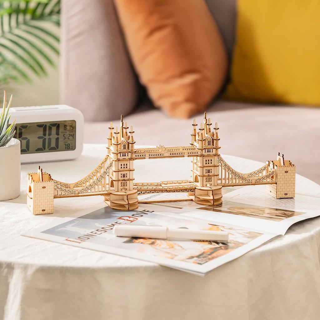 Đồ chơi lắp ráp gỗ 3D Mô hình Cầu Tháp Luân Đôn Tower Bridge TG412 Kèm đèn LED