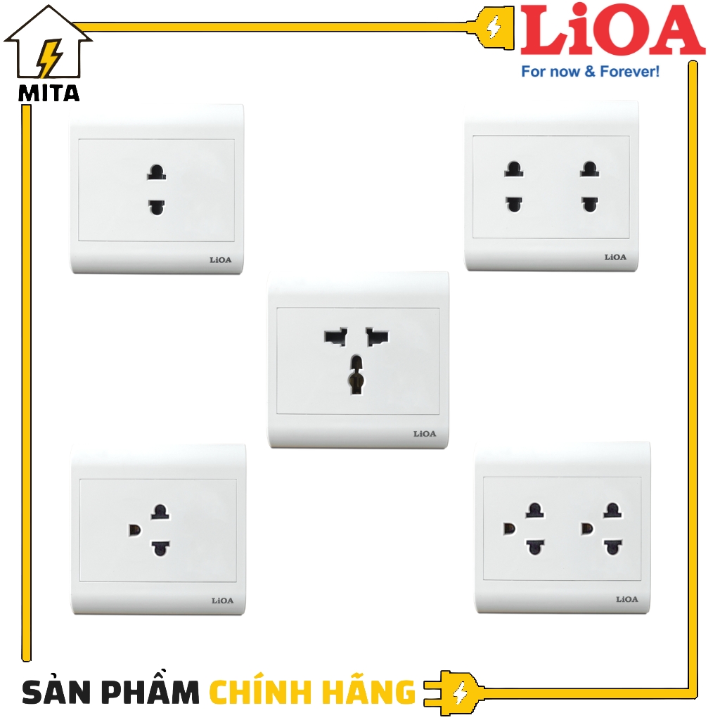 Ổ cắm điện âm tường LiOA loại mặt Vuông