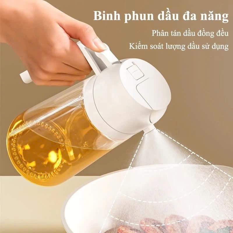 Bình Đựng Dầu Với Nắp Mở Tự Động Bình xịt dầu ăn 600ml siêu tiện ích 2in1 (có thể rót và xịt). hàng chính hãng - Giao Màu Ngẫu Nhiên - HŨ LỌ ĐỰNG GIA VỊ