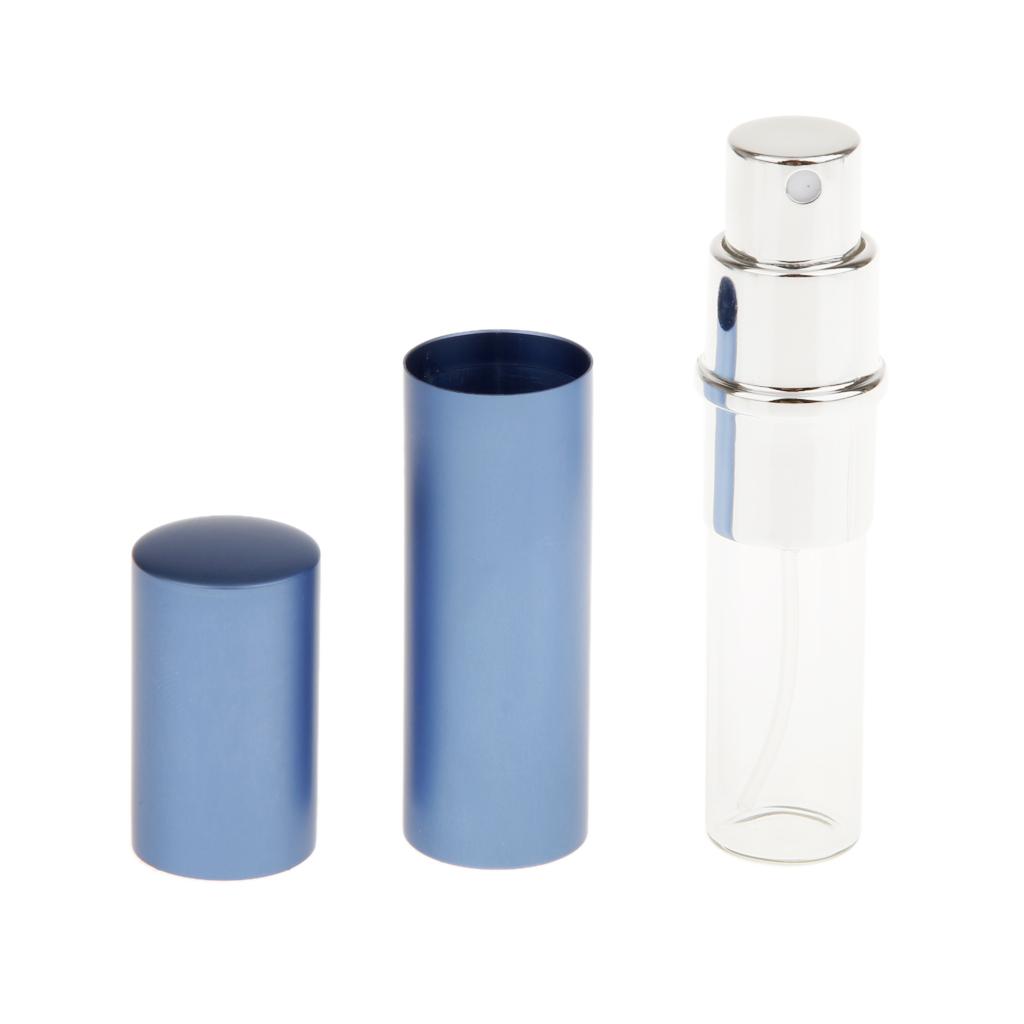 2pcs Portable Perfume Aromatherapy Container Leaking Proof Atomizer Empty Refillable Mist Spray Bottles - Silver and Blue