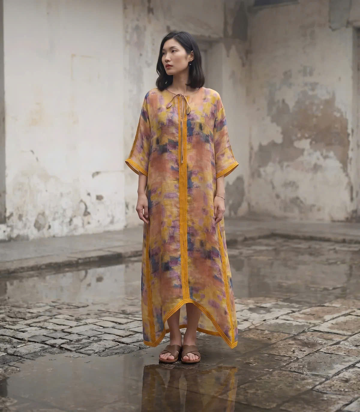 Đầm Kaftan Ramie Thuỷ Ảnh Dre240 Thời trang thiết kế Hity
