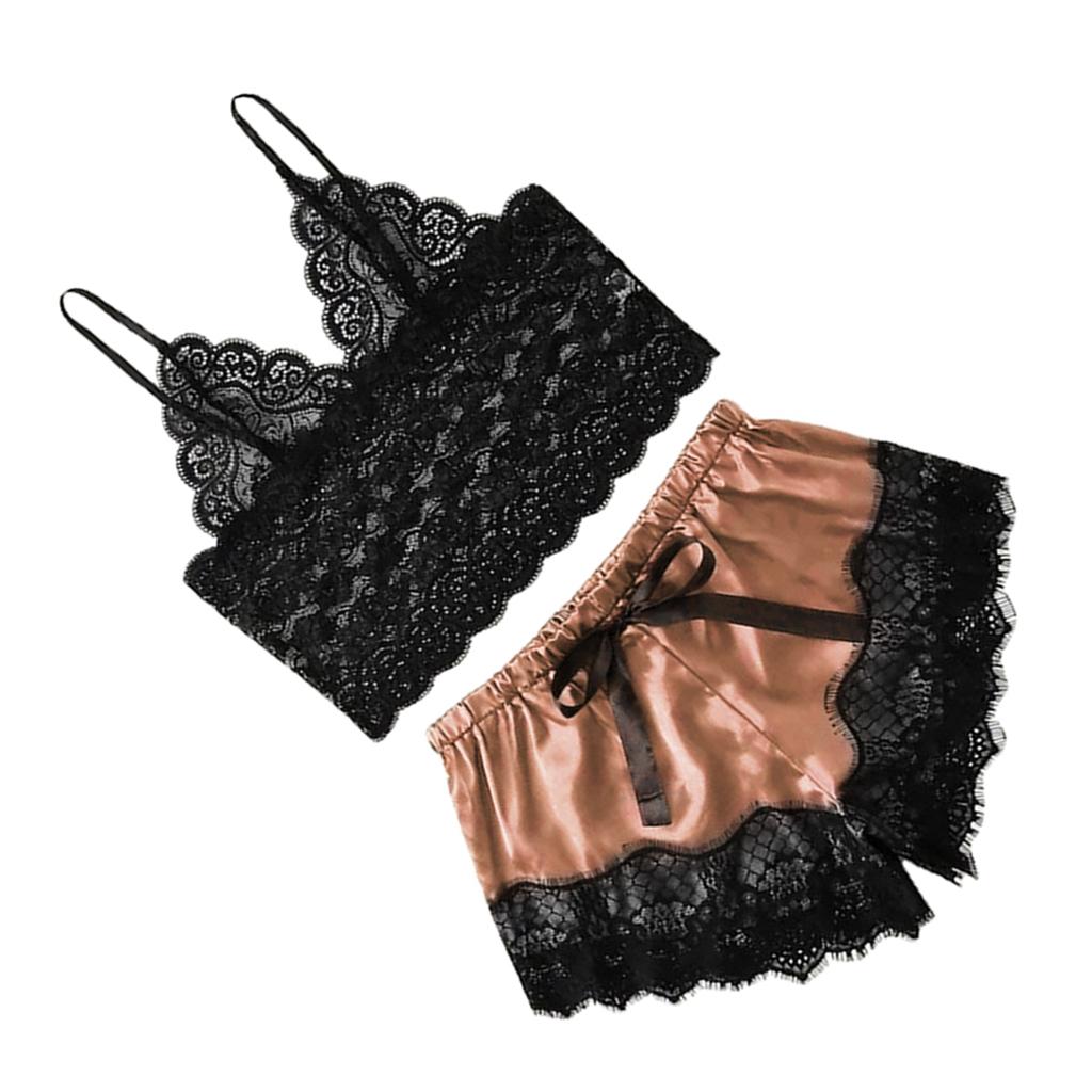 Women Sexy Lace Vest Crop Tops Panty Lingerie Sleepwear Red S