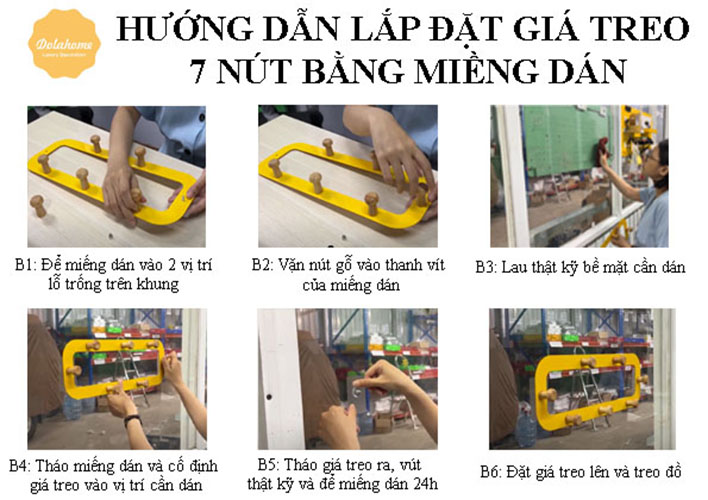 Giá treo đồ kim loại cao cấp 14 nút móc cửa - không cần khoan tường