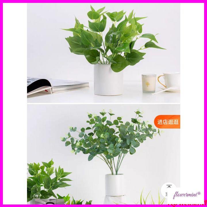 Chậu cây cảnh giả để bàn trang trí nhiều mẫu, cây vạn niên thanh decor nhà hàng xanh mát Flowermini CC-05