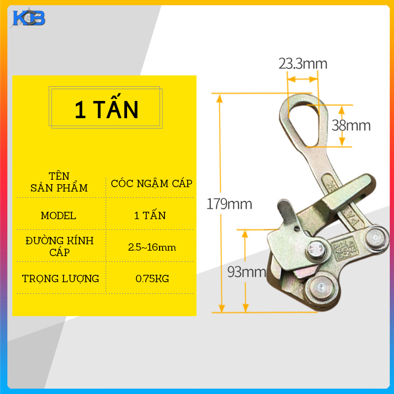 Cóc kẹp cáp - Khóa cáp 1 tấn