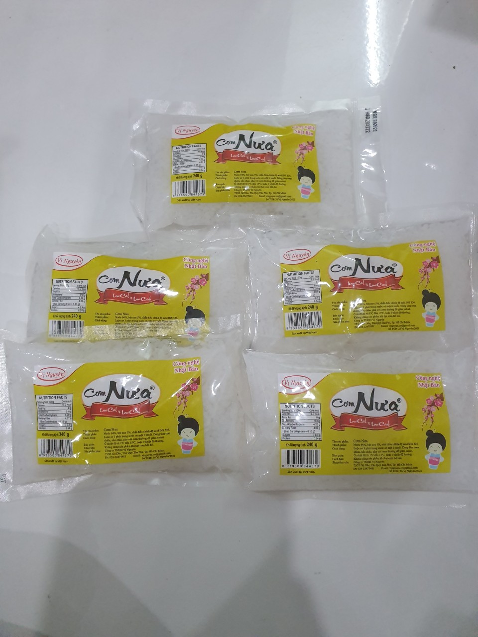 Combo 5 Gói Cơm Nưa Vị Nguyên 240Gram