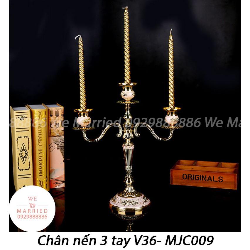 Chân Nến 3 Tay 36cm Cổ Điển