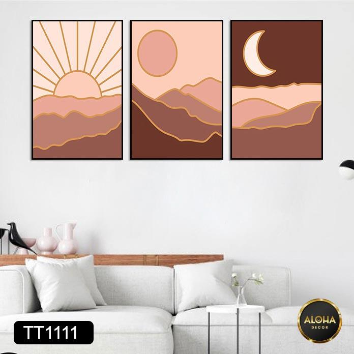 Set 3 Tranh treo tường phòng khách, phòng ngủ siêu đẹp - Tranh treo tường decor tối giản kèm khung và đinh treo tường