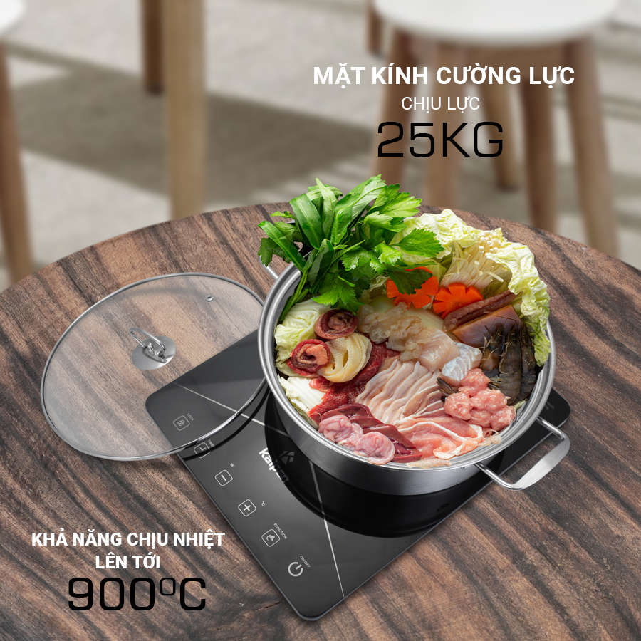 Bếp từ đơn cao cấp Kalpen ICK-1616 công suất 2200W tặng Nồi Inox 28cm -Hàng chính hãng