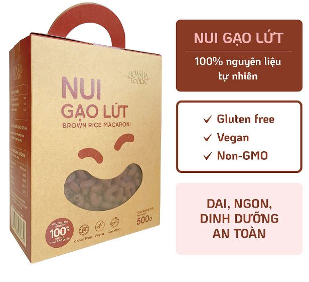 Nui gạo lứt Hoa Sữa  Foods hộp 500g - nui ăn kiêng, giảm cân, thực dưỡng, eatclean, healthy