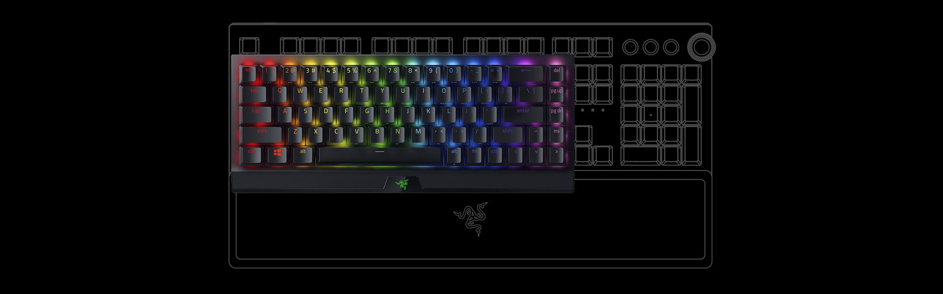 Bàn phím Razer BlackWidow V3 Mini HyperSpeed-Phantom Pudding Edition-65% Wireless Mechanical-Yellow Switch_RZ03-03891900-R3M1- HÀNG CHÍNH HÃNG