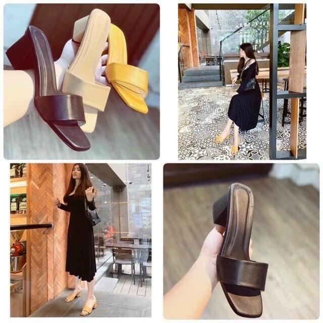 Dép Cao Gót - Guốc Nữ Quai Trần Gót Trụ Hot Nhất Cao 5p Fom Nhỏ Loại 1