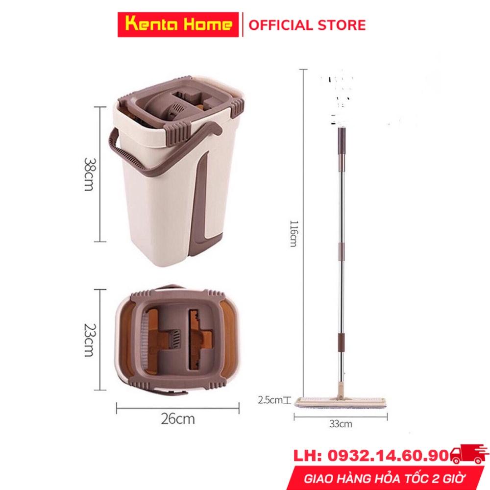 Bộ lau nhà thông minh 360 độ tự vắt thùng to, Chổi lau nhà tự vắt 360 độ cao cấp lau sạch khô nhanh - Bảo hành 6 Tháng