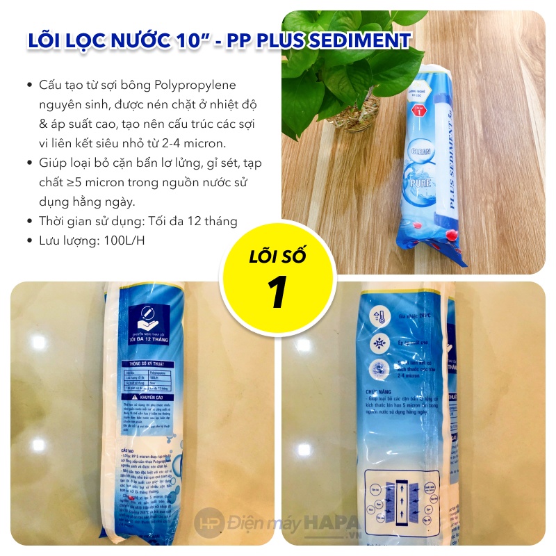 Lõi Lọc 10 inch PP Plus Sediment Nestca Cao Cấp - Bộ Lõi Lọc Thô 123 10in Lõi Số 1 - Hàng Chất Lượng - Lõi Dùng Cho Tất Cả Dòng Máy Lọc Nước RO Karofi Sunhouse Kangaroo Daikiosan Toshiba Ava Mutosi Prowatech AquaYaki Aqualife Vithaco