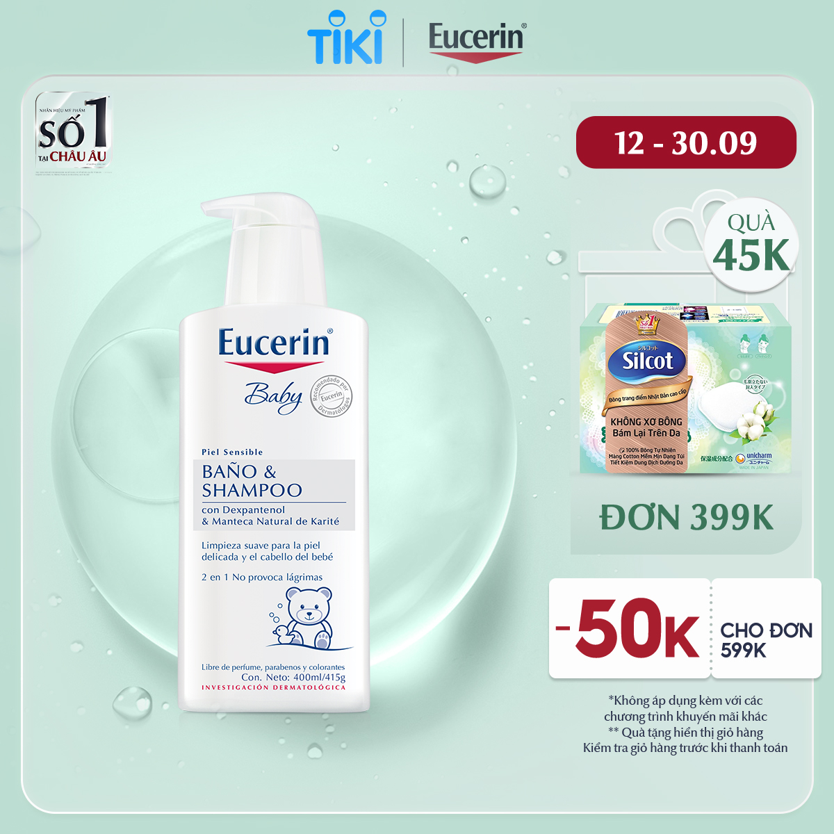 Sữa Tắm Gội Dịu Nhẹ Cho Bé Eucerin Baby Wash &amp; Shampoo 400ml