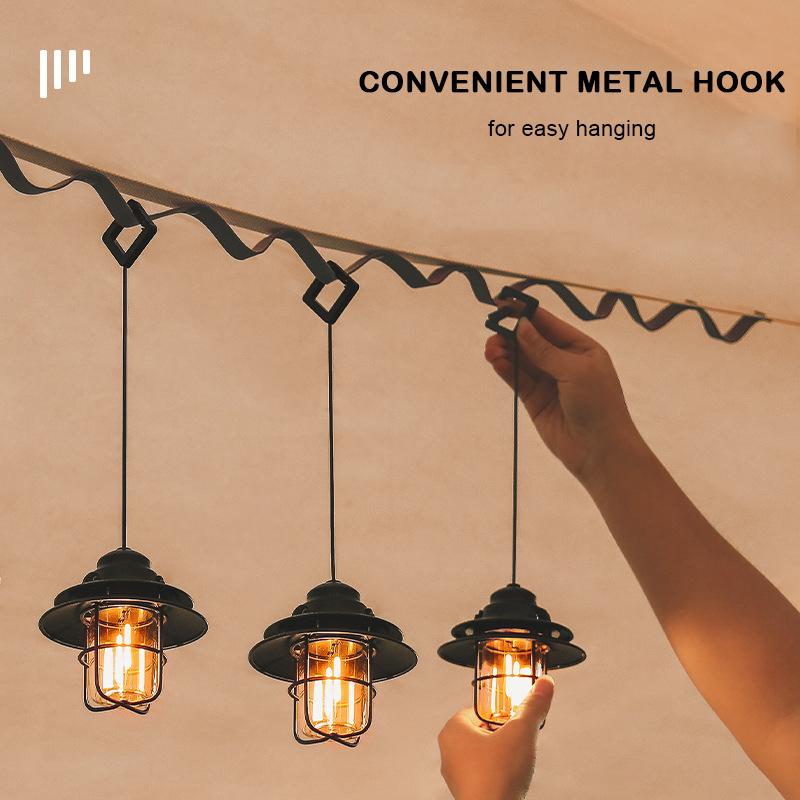 Đèn LED cắm trại USB có thể sạc lại phong cách Vintage di động, không thấm nước