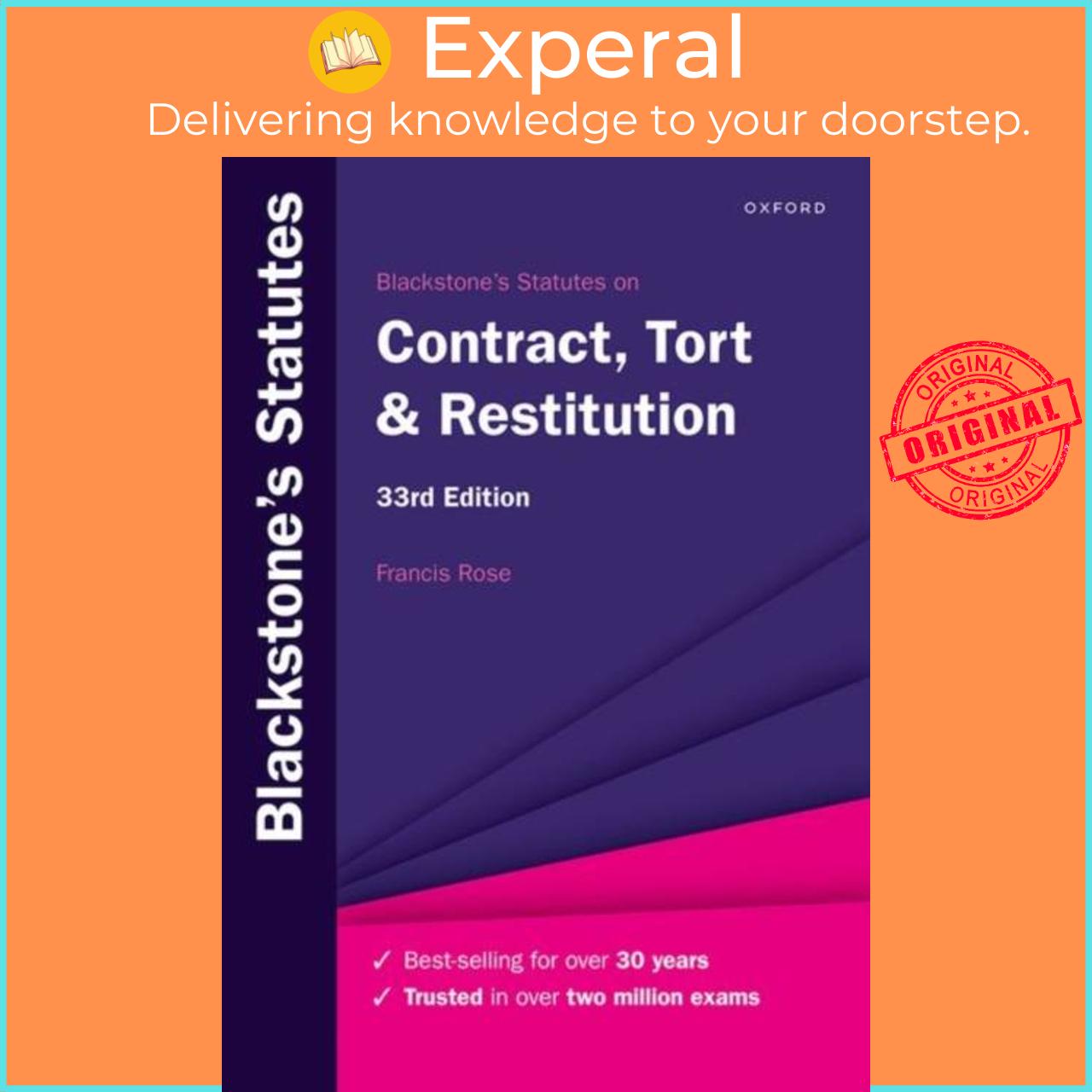 Sách - Blackstone's Statutes on Contract, Tort & Restitution by Francis Rose (UK edition, paperback)