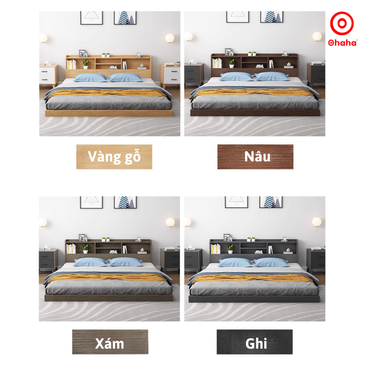 GIƯỜNG NGỦ BỆT KIỂU NHẬT TATAMI GỖ CÔNG NGHIỆP OHAHA - GB010
